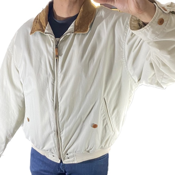 Banana Republic Other - Banana republic men’s cream jacket leather trim size Large
